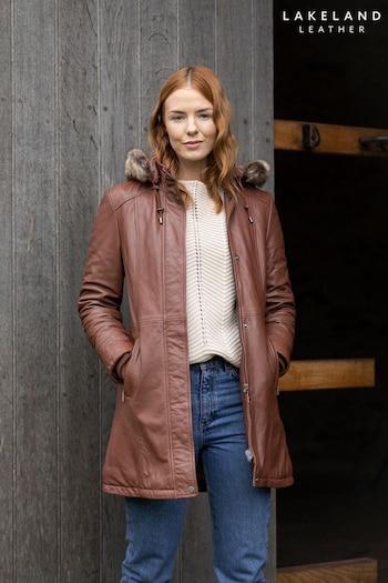 Lakeland Leather Ravensworth Long Leather Coat In Tan (T20082) | £399