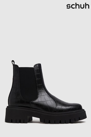 Schuh Avelina Black Leather Chunky Chelsea Boots (T20400) | £70