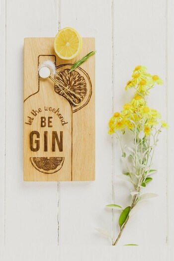 Scottish Made Natural Let the Weekend be Gin Small Oak Serving Board (T20432) | £30