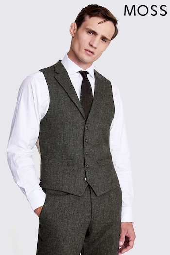MOSS Green Tailored Fit Herringbone Suit Waistcoat (T20595) | £90