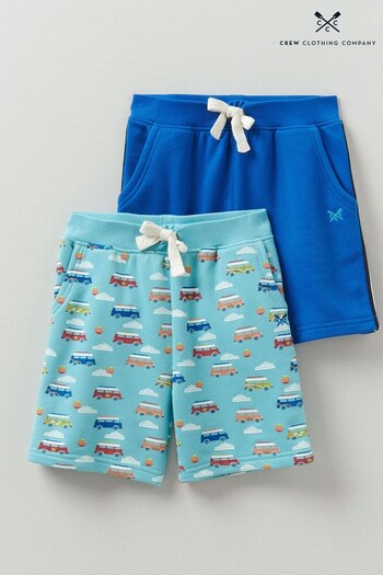 Crew Clothing Company Blue Transport And Plain All-Over Print Jersey Shorts Two Pack (T20766) | £24