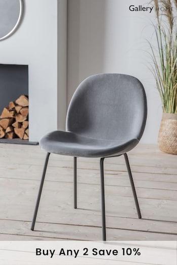 Gallery Home Light Grey Shayla Velvet Dining Chair (T21358) | £255