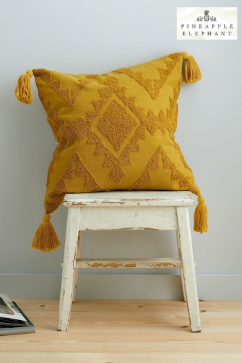 Pineapple Elephant Yellow Imani Tufted Cushion (T22019) | £20