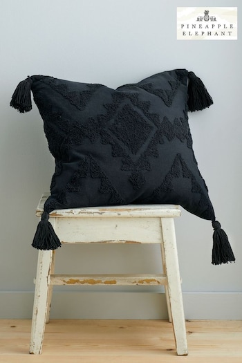 Pineapple Elephant Black Imani Tufted Cushion (T22021) | £20