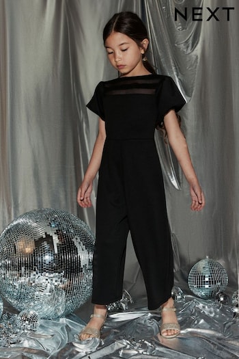 Black Mesh Occassion Jumpsuit (3-16yrs) (T22355) | £22 - £28