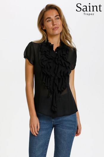 Saint Tropez Black Lilly Short Sleeve Shirt (T22641) | £45