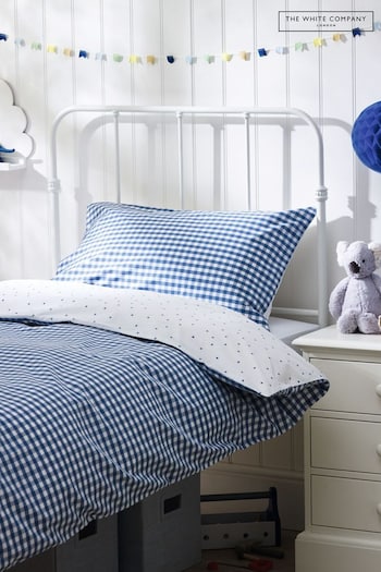 The White Company Blue Reversible Gingham Bedset (T22893) | £35 - £69