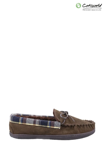 Cotswold Mens Brown Sodbury Slip On Moccasin Slippers (T23029) | £35