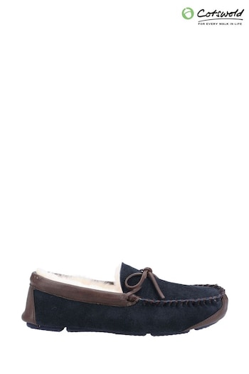 Cotswold Mens Blue Northwood Sheepskin Moccasin Slippers (T23031) | £71