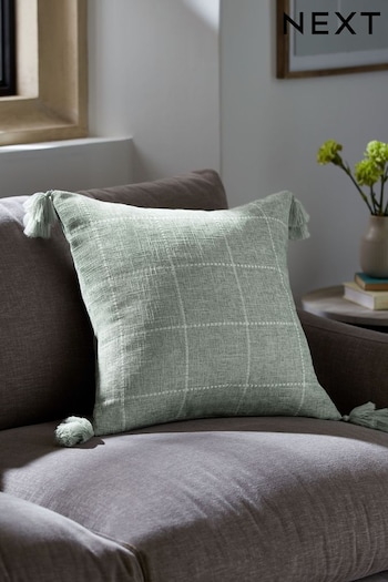Sage Green Windowpane Check Cushion (T23395) | £18