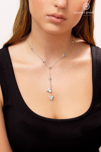 Caramel Jewellery London Silver Tone Multi Heart Lariat Necklace (T23657) | £17