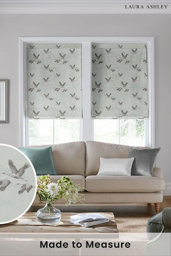 Laura Ashley Duck Egg Blue Animalia Embroidered Made To Measure Roman Blind (T23738) | £99