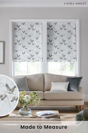 Laura Ashley Silver Animalia Embroidered Made To Measure Roman Blind (T23895) | £99