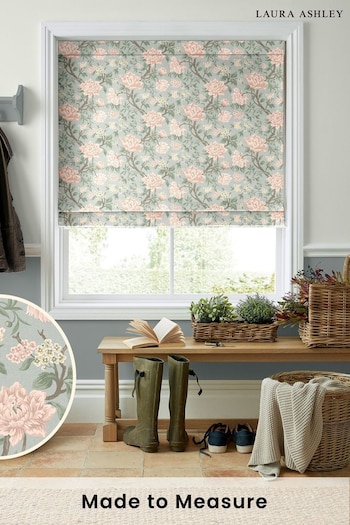 Laura Ashley Blush Pink Tapestry Floral Chenille Made To Measure Roman Blind (T23896) | £84