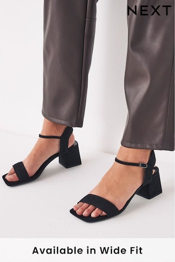 Black Textile Regular/Wide Fit Forever Balance® Simple Block Heel Sandals (T23967) | £30