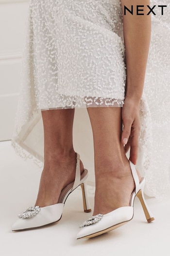 Ivory Forever Comfort® Wedding Jewel Slingback Heeled Bridal Shoes SAMEYA (T23971) | £49