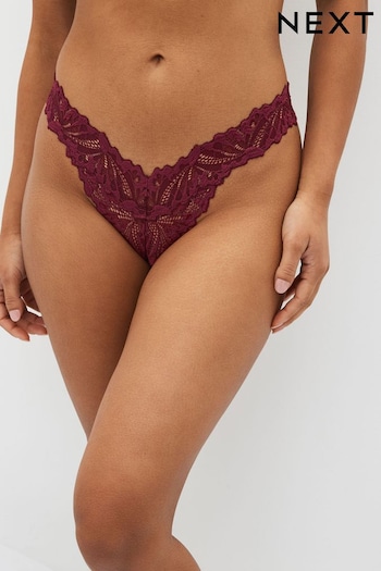 Plum Purple Thong Comfort Lace Knickers (T24065) | £7