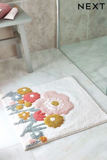 Pink Bright Floral Shower Mat (T24317) | £14