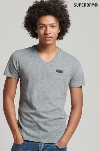 Superdry Grey Organic Cotton Classic V-Neck T-Shirt (T24344) | £20