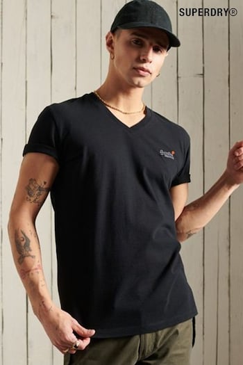 Superdry Black Label Vintage Embroidery V-Neck T-Shirt (T24356) | £18