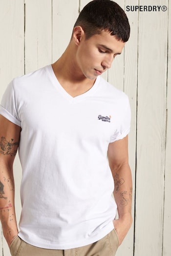 Superdry White Organic Cotton Classic V-Neck T-Shirt (T24370) | £18