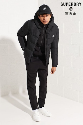 Superdry Black Hooded Mens puffer Puffer Jacket (T24566) | £95