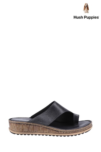Hush Puppies Elissa Black Toepost Sandals (T24856) | £75