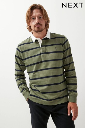 Green/Navy Blue Stripe Long Sleeve Rugby Shirt (T24909) | £30
