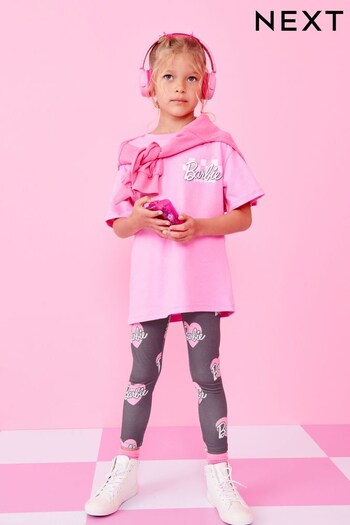 Pink/Grey Barbie License T-Shirt And Moncler Leggings Set (3-16yrs) (T24910) | £23 - £29