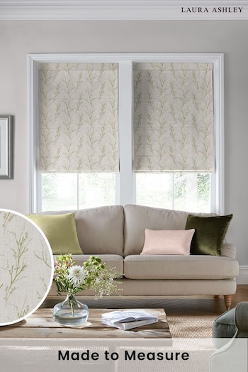 Laura Ashley Green Pussy Willow Embroidered Made To Measure Roman Blind (T25135) | £94