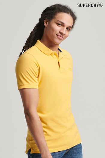 Superdry Yellow Organic Cotton Vintage Destroyed Polo Shirt (T25280) | £35