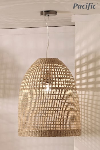 Pacific Natural Falmouth Woven Tall Dome Ceiling Light Pendant (T25575) | £100