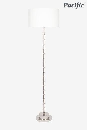 Pacific Silver Almas Silver Floor Lamp with White Shade (T25579) | £290