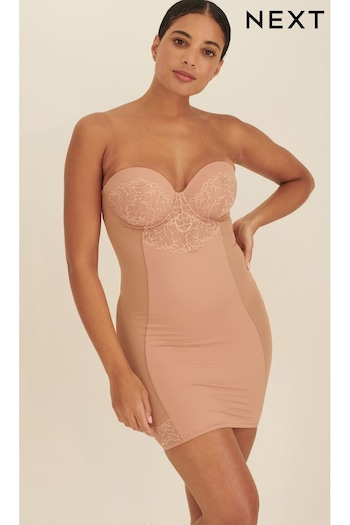 Tan Brown Firm Tummy Control Cupped Lace Slip (T26047) | £36