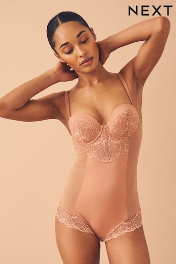 Tan Brown Firm Tummy Control Cupped Lace Body (T26048) | £36