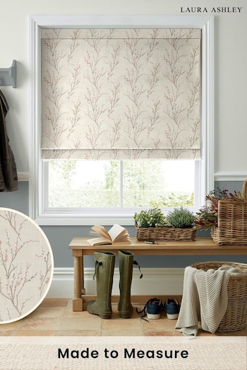 Laura Ashley Blush Pink Pussy Willow Embroidered Made To Measure Roman Blind (T26232) | £94