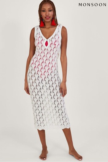 Monsoon Natural Pointelle Stitch Beach Midi Dress (T26371) | £80