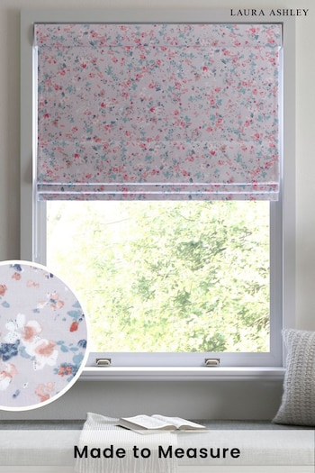 Laura Ashley Grey Blossom Made To Measure 100% Cotton Roman Blinds (T26469) | £75