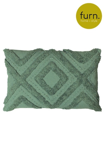 furn. Eucalyptus Green Orson Tufted Polyester Filled Cushion (T26738) | £22