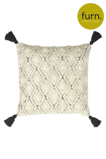 furn. Natural/Black Berbera Geometric Polyester Filled Cushion (T26762) | £20