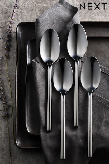 Silver Kensington Spoon 4 Piece Dessert Spoon Sets (T26804) | £12