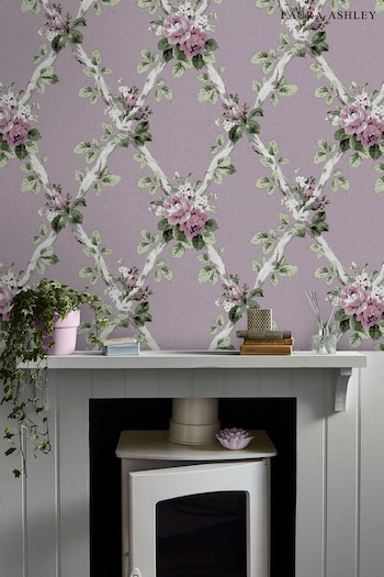 Laura Ashley Grape Purple Elwyn Wallpaper (T27520) | £48