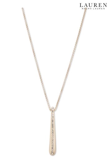 Lauren Ralph Lauren Gold Tone Sculpted Metal Pendant Necklace (T27629) | £75