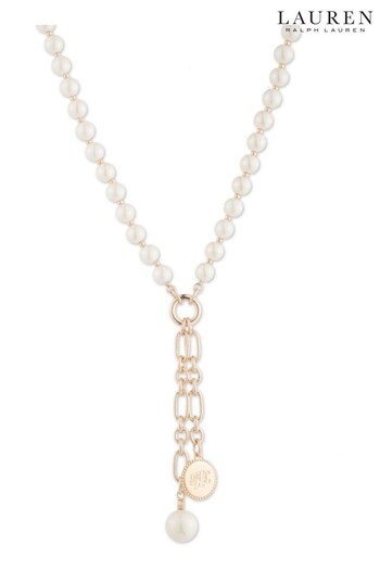 Lauren Ralph Lauren Gold Tone 18'' Pearl Coin Necklace (T27630) | £85