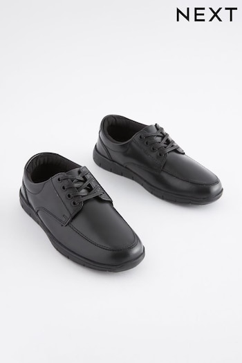 Black Standard Fit (F) School Leather Lace-Up amarillas Shoes (T28045) | £32 - £41