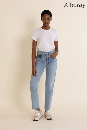 Albaray Womens Blue Straight Leg Bleach Jeans Nylon (T28095) | £69