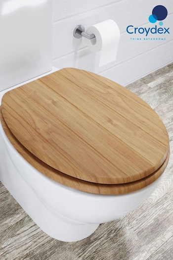 CROYDEX Brown Tramonti Light Oak Effect TG Toilet Seat (T28307) | £44