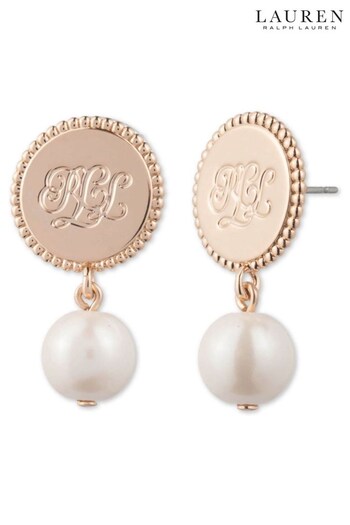 Lauren Ralph Lauren Gold Tone Pearl Coin Post Earrings (T28477) | £50