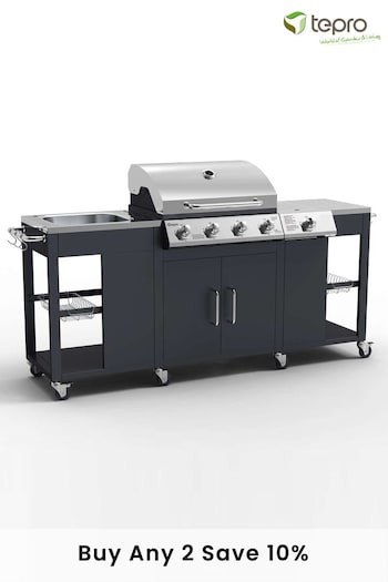 Tepro Black Petersburg Outdoor Kitchen With 4 Burner Gas Grill (T28769) | £610