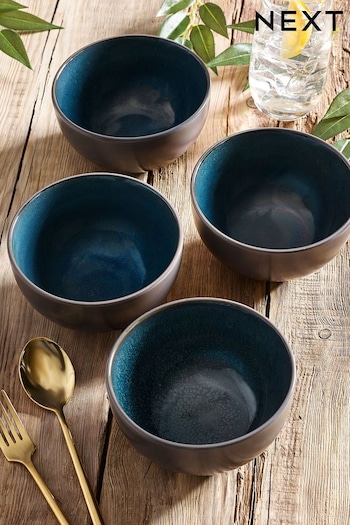 Teal Blue Logan Reactive Glaze Set of 4 Bowls (T28997) | £20